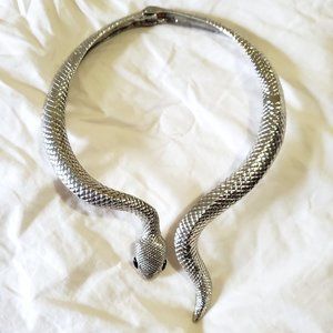 Silver Snake Necklace Hinge Neck Collar